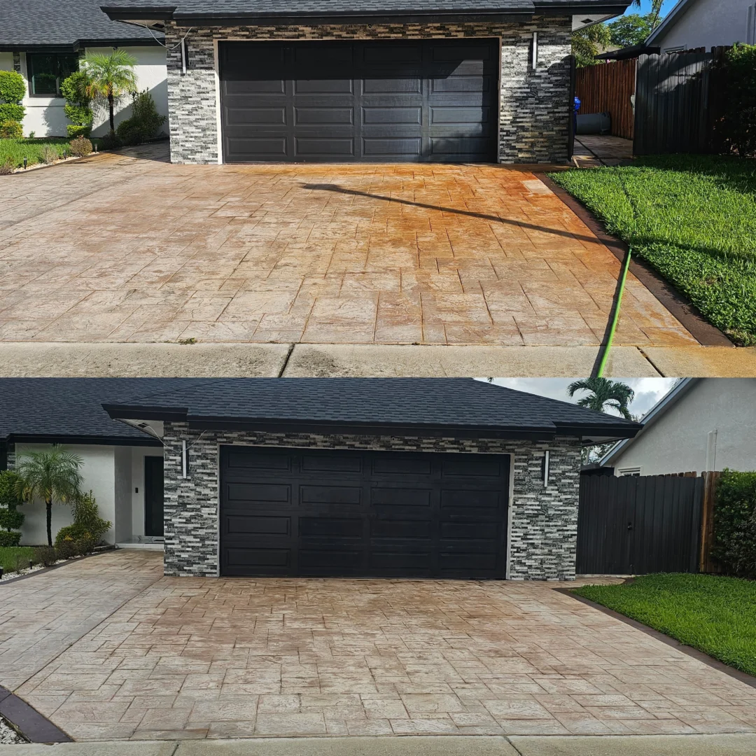 Irrigation rust stain removal on Miramar driveway
