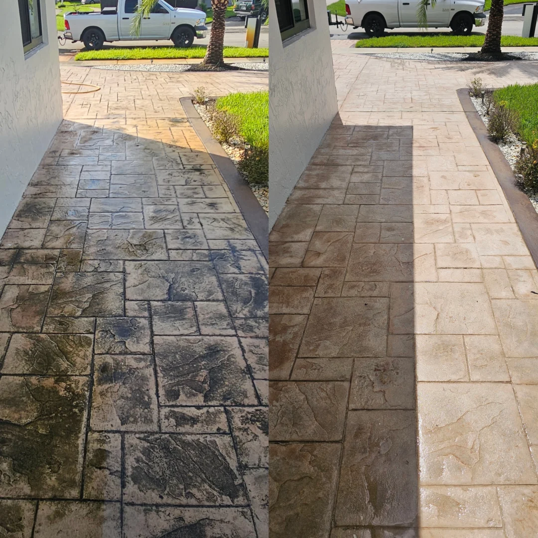 Walkways and entry paths pressure washed in Miramar