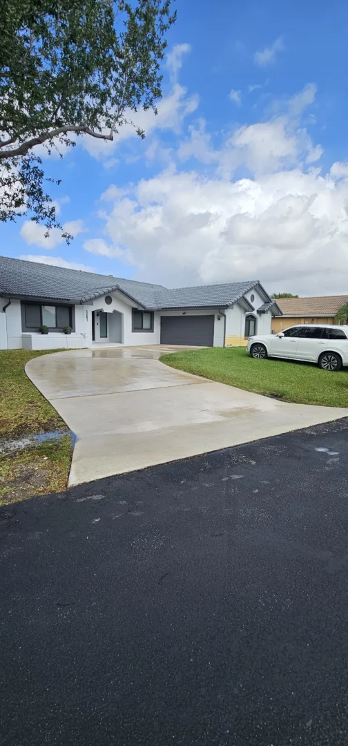Miramar concrete driveway fully clean after pressure washing